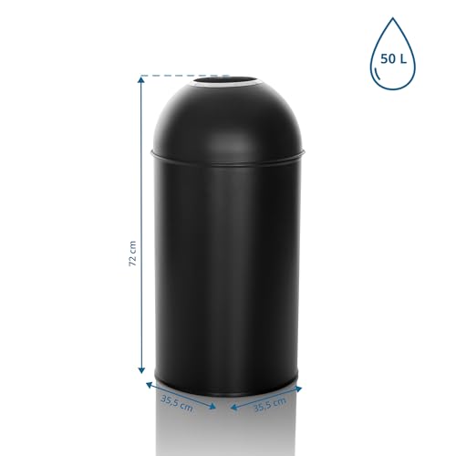 hjh OFFICE Mülleimer 50L CLEAN OR 50 Metall, offener Abfallsammler, Fassungsvermögen 50 Liter, Matt Schwarz, 741011 – Bild 6