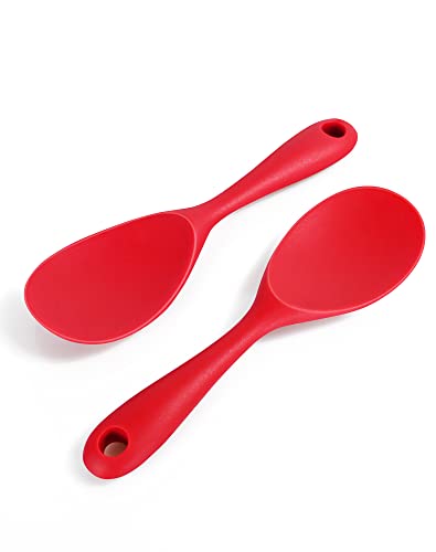 Opiniones de Espátulas, paletas y cucharas de cocina más recomendados. 41 2 paletas de arroz de silicona, espátula, cuchara de arroz antiadherente, cuchara de arroz resistente al calor (rojo)