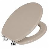 Virtime Tavoletta WC Universale in MDF Effetto Legno con Coperchio, Cerniere in Metallo Cromato, Sedile Water Elegante e Resistente, 34 x 42 x 4 cm, (Tortora)