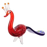 Maestría artística hecha a mano: cada figura de pavo real de vidrio soplado está moldeada por artesanos expertos, lo que garantiza que sus figuras de animales de vidrio sean piezas verdaderamente únicas de arte de vidrio soplado, estatua de pavo real de vidrio, escultura de animal de arte de vidrio