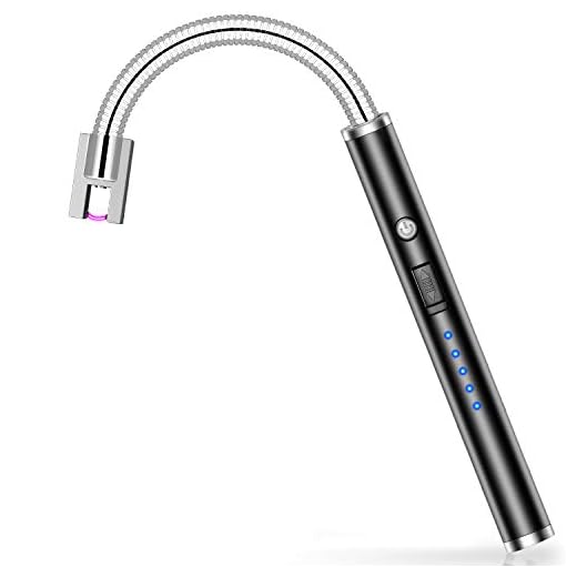 Electric Arc Lighter with Longer 360°Flexible Neck Rechargeable Battery LED Indicator for Camping Cooking BBQs Fireworks