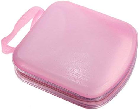 Beaupretty CD Case, DVDs Wallet Holder Portable Plastic 40 Disc CD DVD VCD Wallet Storage Bag Case Organizer (Pink)