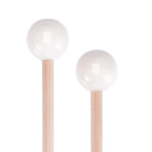 Fanrel 1 Pair of Hard Rubber Mallets Glockenspiel Sticks with Wood Handle