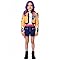 Girls Anime-Style Cosplay Outfit with Coat, Top, Shorts, and Necklace (Tassel Pendant Included) (L 140)