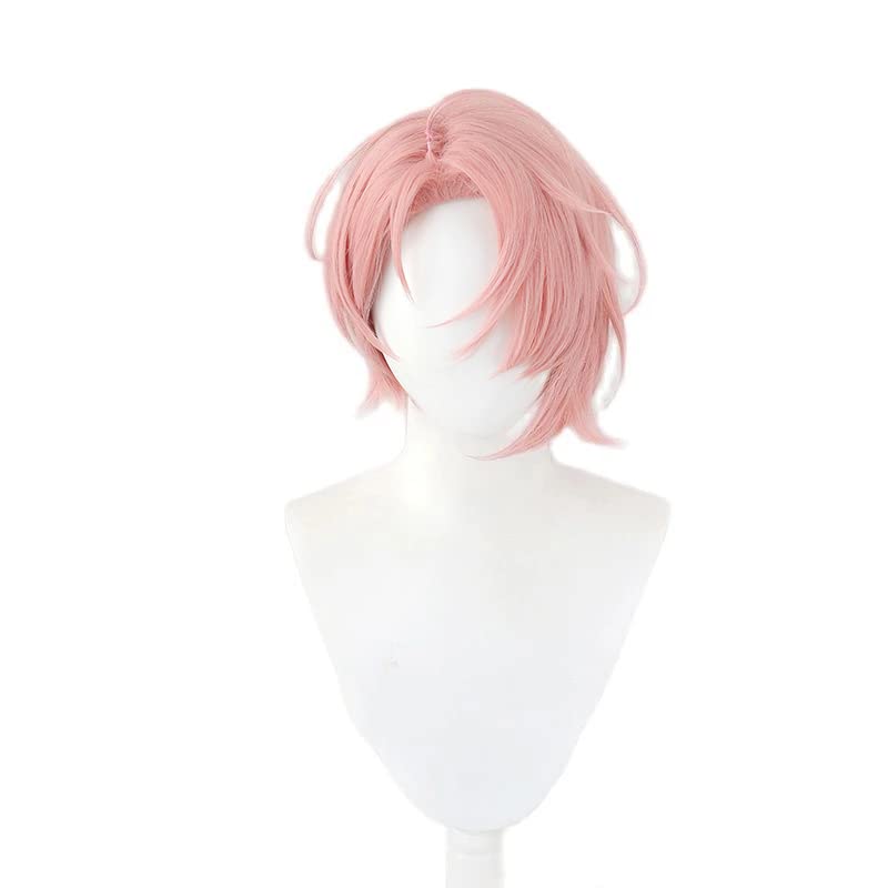 Aster Cosplay Wig Game Nu: Carnival Aster Short Pink Heat Resistant Synthetic Halloween Party Wigs Pelucas + Wig Cap