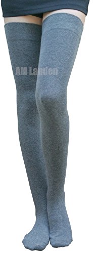 Elegant Extra Long and Wide Women's Dark Gray Cotton Thigh High Socks Over Knee Socks2