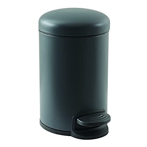 Poubelle de salle de bain petite taille 3L SENSEA métal rond gris mat