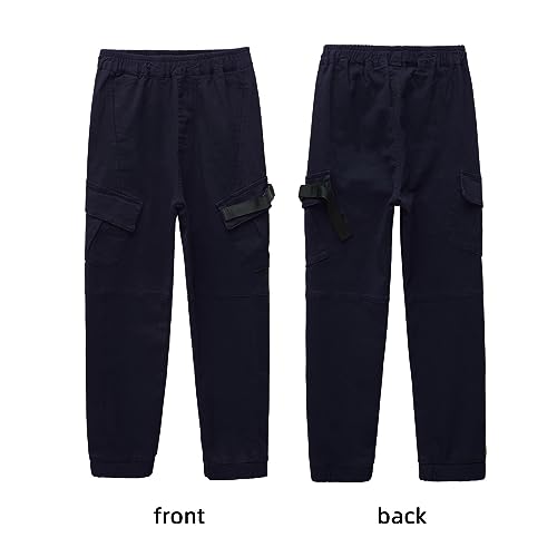 Image of Boys Cargo Pants Cotton Casual Pants Elastic Waist Hiking School Uniform Sweatpants Joggers