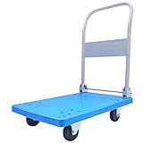 Praktische Vielseitigkeit: Dieser Plattformwagen ist perfekt für den Transport von schweren oder sperrigen Gegenständen, wie Lebensmitteln, Haushaltsgegenständen, Gepäck oder Geschäftsfracht.