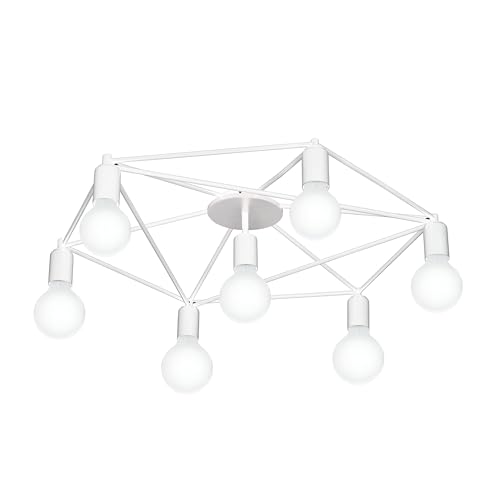 Plafonnier Staiti Eglo blanc 7 branches E27 pour illuminer un grand salon