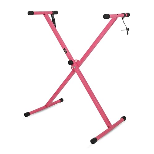 5 CORE Keyboard Stand Single X 7 Adjustable Heights & Width Digital Electric Piano Synthesizer Music Stands For 61 76 88 Keys Durable & Sturdy Easy to Assemble - KS 1X BPNK