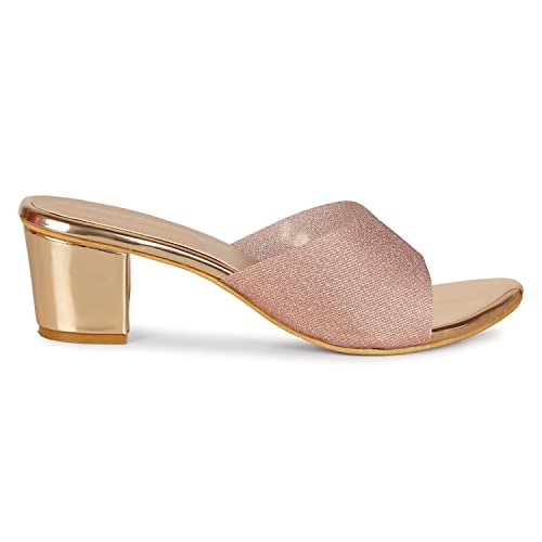 Smart & Sleek Women's Sequins Block Heels Fashion Sandals for Women & Girls latest Collection & stylish Comfortable-AB34