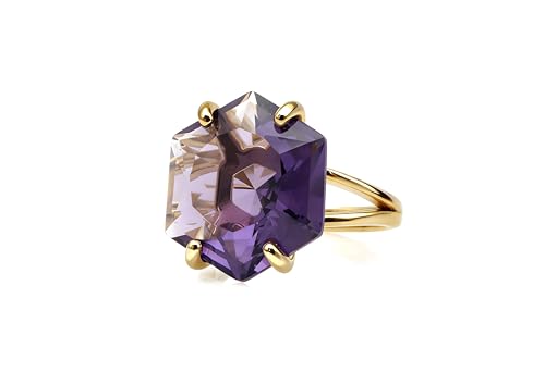 Opulente Bague Améthyste en or 14k - Bagues élégantes de Pierres de Naissance pour les Femmes - Bagues Personnalisées de Pierres Gemmes pour les Femmes,...