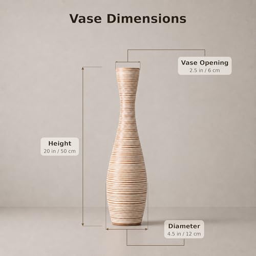 Image of Leewadee Large Floor Vase 20 inches Polyresin for Pampas Grass, Dried Flowers