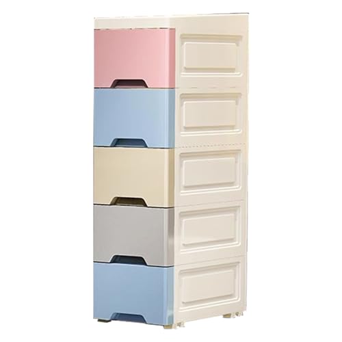 Generico Small Bathroom Floor, Tall Vertical Storage Cabinet with Wheels, 5-Tier Drawer Organizer...