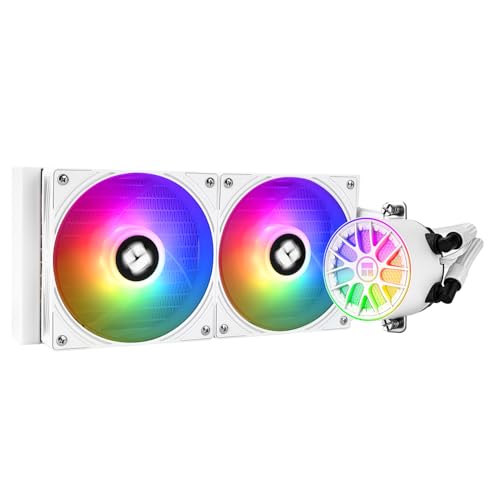 TR Thermalright AQUA ELITE 240 V6 ARGB Witte vloeistofcpu koeler, 240 mm all in one (AIO) koeling, dubbele PWM ventilatoren met ARGB, compatibel met AMD AM4/AM5, Intel LGA1851/1700/115x/1200 (Wit)