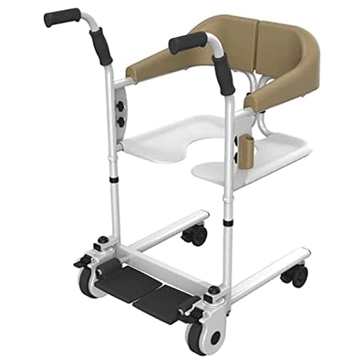 Hydraulic Patient Lift Bathroom Wheelchairs, Seated Patient Lift,Handicapped Elderly Commode Bath Chair,Multi-Function U200Bpatient Lift Easy Transfer to Toilet and Bathroom,Brown-Basicedit