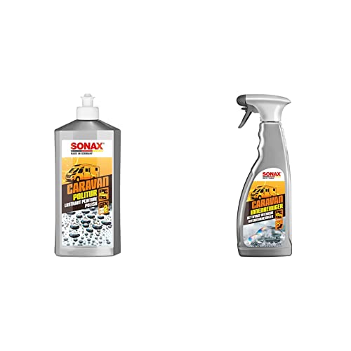 SONAX CARAVAN Politur (500 ml) milde Handpolitur mit Konservierung & CARAVAN InnenReiniger (750 ml) vielseitiger Sprühreiniger mit Geruchsvernichter für Caravan/Bus/Wohnmobil/Wohnwagen