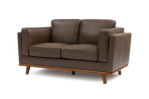Valencia Artisan Full Leather Loveseat Sofa 66”| Pure Full Italian Nappa Leather Couch, Solid Wood Accent, Ultimate Comfort, Chocolate