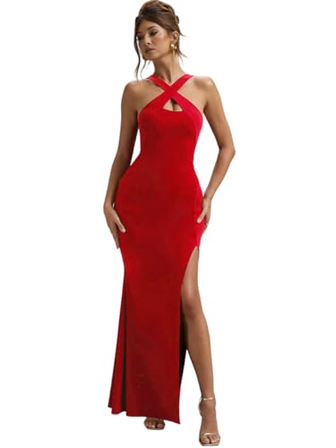 Image of Women Asymmetric Neck Burgundy Bodycon Dress (in, Alpha, S, Regular, Red)