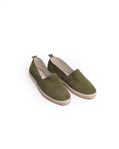 VOLIRIN & KAMMV Closed Toe Comfortable Suede Slip on Flat Espadrilles for Men