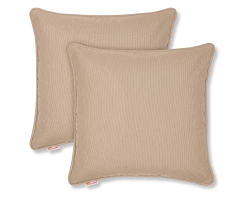 Austin Horn Classics Sunbrella Corded-Edge Indoor/Outdoor Pillow Covers, Decorative Throw Pillow Covers for Your Living Room and Bed, Sunbrella Acrylic Fabric (Set of 2, Sand, 17x17)