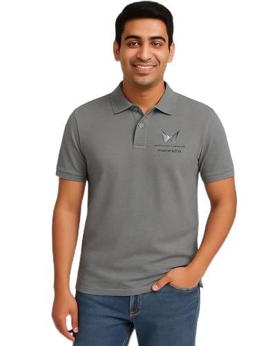 Mahindra Logo Printed Polo Collar T-Shirt | Half Sleeve Unisex Cotton Blend Uniform Workwear for Staff & Employees Comfortable Corporate T-Shirt-image-13