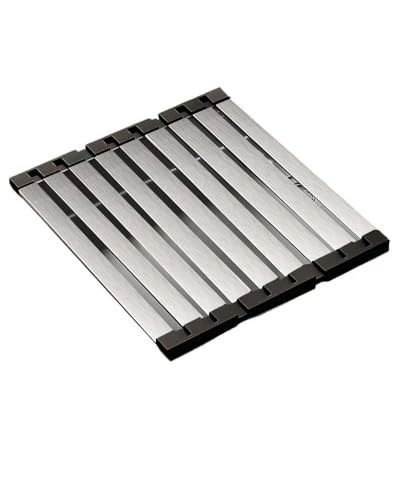 Hemompito 17.72" Dish Drying Rack Over the Sink, 1.28lb Heavy-Duty 304 Stainless Steel, Non-Slip Silicone Edges, Folding Space-Saving for Home & RV Kitchen, Dish Drainer, Cooling Rack & Sink Cover - image 1