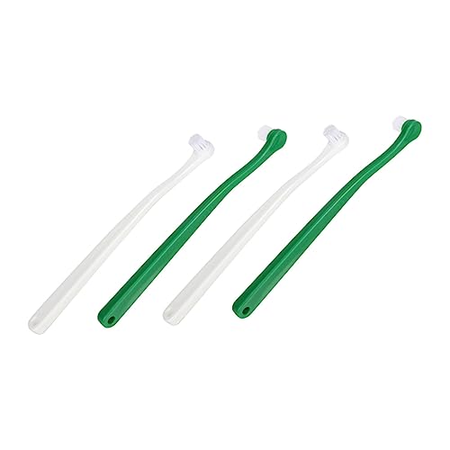 CIYODO Cat Toothbrush 4 Pcs Small Head Bristle Toothbrush for Dogs and Cats Portable Pet Brush Non-Slip Handle