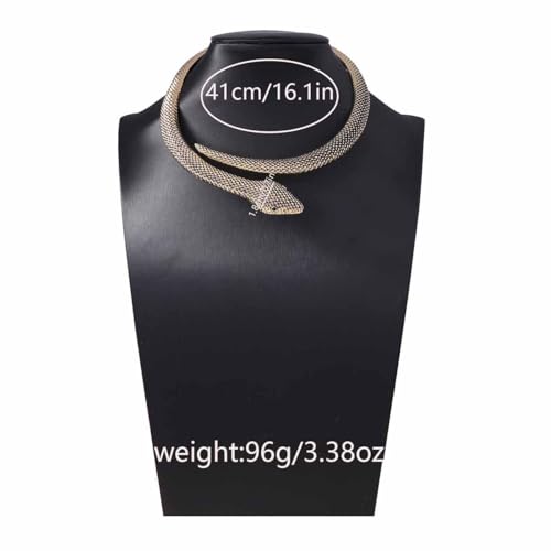 Doubnine Vintage Snake Choker Necklace, Gold-Tone Metal, Crystal Detail3