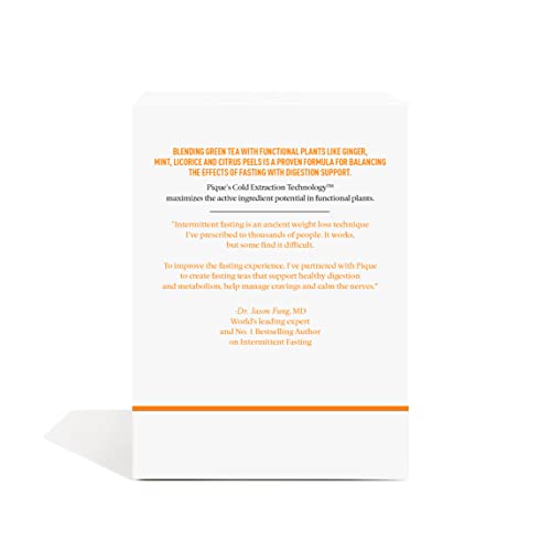 Pique Organic Ginger Fasting Tea Crystals - Support Healthy Digestion, Metabolism, Calm Energy - 56 Single Servings (2 Pack)