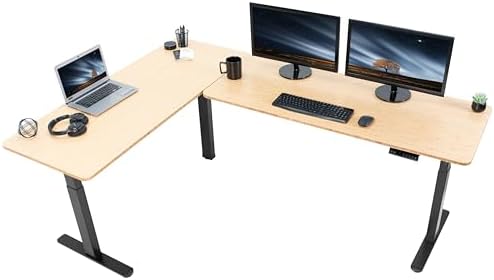 VIVO Real Bamboo 83 x 60 in Corner Standing Desk, DESK-KIT-3E8BO