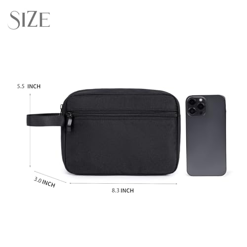 Small Travel Toiletry Bag for Men & Women,Portable Makeup Organizer & Dopp Kit Pouch (Black)3