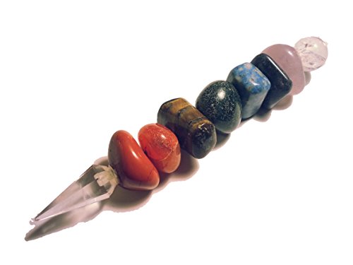 7 Chakra Energiestab aus großen Trommelsteinen