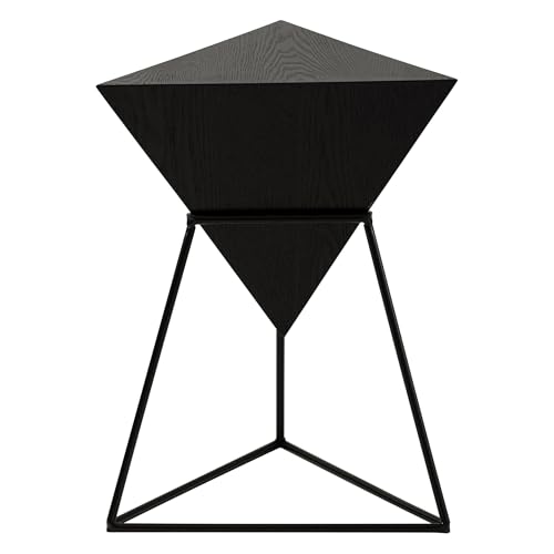 COZAYH Geometric End Table, Pyramid Metal Base, Black - image 1