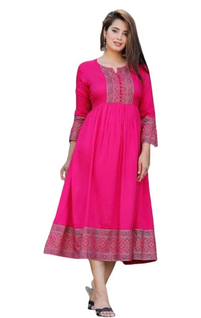 Image of Rayon Fabric Kurti for Women and Girls, Anarkali | Fashion Designer Long Kurti with Jacket Gown Dresses