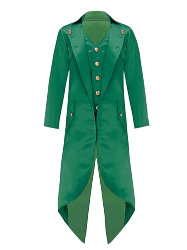 Kids Halloween Ringmaster Tuxedo Medieval Tailcoat Jacket Long Steampunk Frock Coat for Boys Girls
