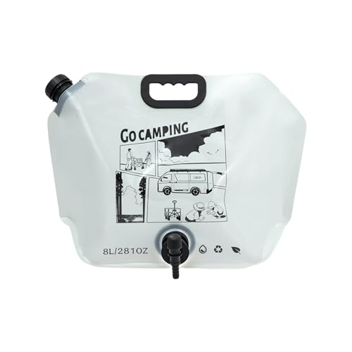 Krmoau Depósito de almacenamiento de agua | Depósito de agua portátil plegable con grifo – 8L plegable depósito para beber para senderismo, montañismo, ciclismo, equitación, caza, camping