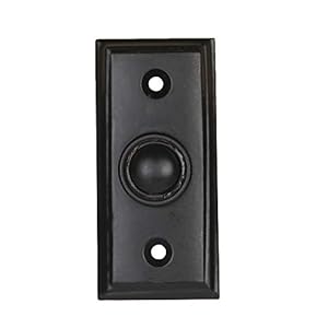 Wired Iron Doorbell Chime Push Button in Black Powder Coat Finish, Vintage Decorative Door Bell with Easy Installation, 2 9/16″ X 1 3/16″