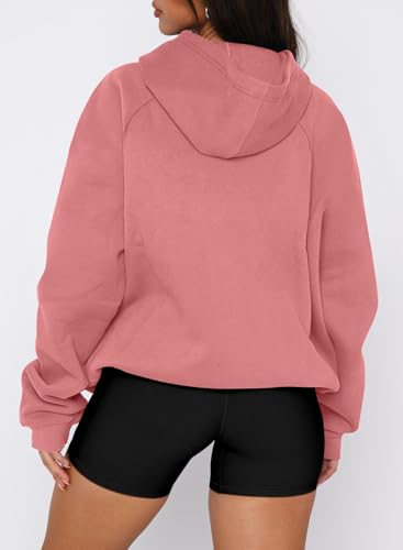 onlypuff Women Half Zipper Pullover Sweatshirt Long Sleeve Hoodies Kangaroo Pocket Fleece Basic Sweater