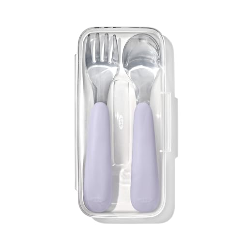 Image of OXO Tot On-The-Go Fork and Spoon Set - Lilac