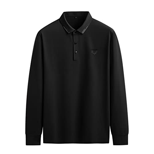 Polo noir manches longues grande taille vêtement ample coton - 2