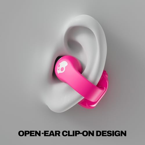 Image of Skullcandy Push 720 Open Wireless Open-Ear Bluetooth Earbuds, Headphones, Waterproof, Clip-On Lightweight Design, 30 Hours Battery, Wireless Charging Pouch, Microphone for iPhone Android - Crazy Pink