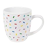 White Cute Coffee Mug with Rainbow Sprinkles | Birthday Cake Coffee Cup Gift | Large White Ceramic Cup | Ice cream and Dunkin Donuts Coffee Mugs