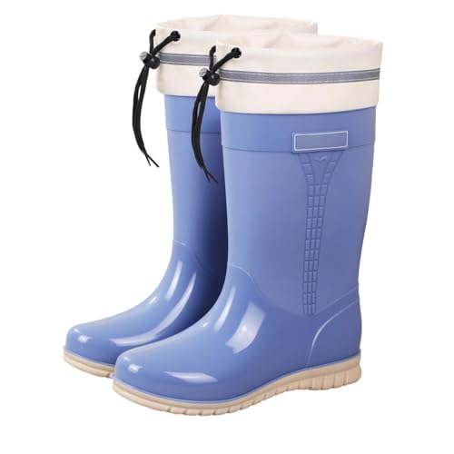 Botas de goma para mujer, semialta, impermeables, para trabajo, azul, 37.5 EU