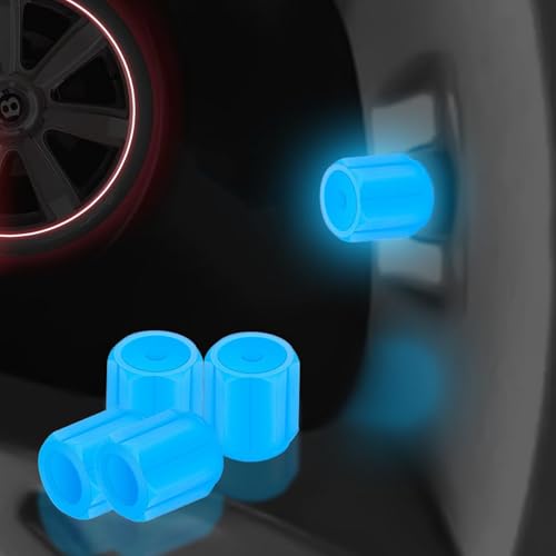 Tapas de válvula para neumáticos luminosas y universales, color azul, paquete de 8 miniatura 1