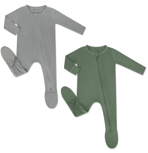 Image of HAPIU Rayon from Bamboo Baby Footed Pajamas, 2 Way Zipper YKK, Footie for Baby Boy Girls, Newborn-24 Months