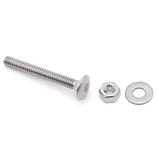 Image of M8-1.25 x 40mm Stainless Steel Carriage Bolts Screws Kits, Round Head Square Neck Screws, Hex Nuts & Flat Washers, 304 Stainless Steel 18 /8, Full Thread
