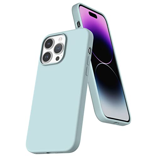 Coque iPhone 14 Pro Max silicone turquoise femme antichoc