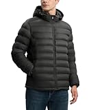 YSENTO Men's Down Alternative Jackets Lightweight Water-Resistant Winter Insulated Puffer Coat Detachable Hood, Black, L - Image 2